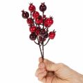 Umelá vetvička granátového jablka s rozvetvenými stonkami ako dekorácia vázy, 19 cm, 4 kusy | Floristik24.sk