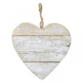 Floristik24 Srdce z dreva, ozdobné srdiečko na zavesenie, srdiečko deko biele 20cm