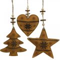 Floristik24 Vianočná ozdoba na stromček hviezda jedľa srdce imitácia kože 11cm 3ks