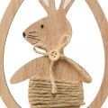 Floristik24 Ozdobný prívesok drevená veľkonočná dekorácia králik vo vajíčku 9×1,5×23cm 6 kusov
