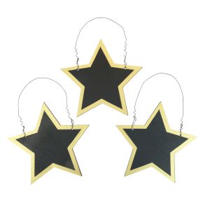 Floristik24 Drevené hviezdičky čierne zlaté ozdobné vešiaky vianočné Ø15cm 8ks