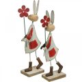 Floristik24 Veľkonočná dekorácia, králik vyrobený z kovu, jarná dekorácia, veľkonočný zajačik s kvetom červený, béžový V21cm 2ks