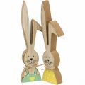 Floristik24 Dekorácia veselého zajačika, jar, veľkonočný zajačik pár, drevená dekorácia na vloženie V19cm 6ks