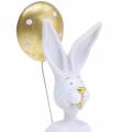 Floristik24 Zajačik s balónom sediaci biely, zlatý V13,5cm 2ks