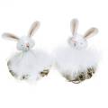 Floristik24 Veľkonočný zajačik v hniezde, jarná dekorácia, dekoračný zajac, veľkonočná dekorácia, figúrka zajaca biela 4 kusy