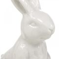 Floristik24 Keramický zajačik sediaci biely veľkonočný zajačik Veľkonočná dekorácia V14,5cm 3ks