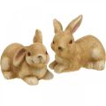 Floristik24 Veľkonočný zajačik ležiaci hnedý keramický zajačik pár ozdobná figúrka 15,5cm 2ks