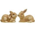 Floristik24 Veľkonočný zajačik ležiaci hnedý keramický zajačik pár ozdobná figúrka 15,5cm 2ks