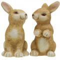 Floristik24 Sediaci zajačik, keramická dekorácia, Veľká noc, pár zajačikov hnedý V15cm sada 2 ks