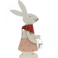 Floristik24 Zajačik, jarná dekorácia, drevený zajačik s vedierkom, veľkonočný zajačik