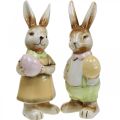 Floristik24 Deco veľkonočné zajačiky s vajíčkom, veľkonočné ozdobné zajačiky, keramika, V24cm 2ks
