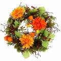 Floristik24 Jesenný veniec Ø30cm s chryzantémami v oranžovej farbe