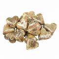Floristik24 Drevené srdcia prírodné, zlaté, strieborné mangové drevo 3,5–4,2 cm × 3,6–4,5 cm 18ks