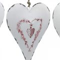 Floristik24 Ozdobné srdiečka na zavesenie kovové biele kovové srdce 12×16cm 3ks