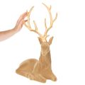 Dekoratívna figúrka ležiaceho jeleňa s parohmi, vatová dekorácia, 58 cm | Floristik24.sk