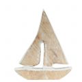 Floristik24 Dekoratívna loďka z mangového dreva natural, biela 21cm x 18cm