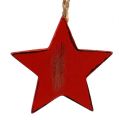 Floristik24 Drevený vešiak hviezda, srdce, vianočný stromček červený 6 kusov