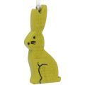 Floristik24 Drevený králik na zavesenie zelený, biely 2,5 cm x 6,5 cm 10 kusov