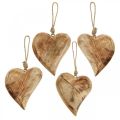Floristik24 Drevené srdce, prívesok srdce z mangového dreva 9×9cm 4ks