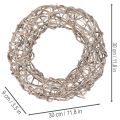 Drevený veniec, dekoratívny veniec, prírodná biela, Ø30cm, V9,5cm | Floristik24.sk