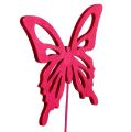 Floristik24 Drevený motýľ s drôteným ružovým zadkom. 8 cm 18 ks