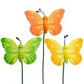 Floristik24 Drevené motýliky na paličke 3 farby triedené 8cm 24ks