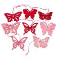 Floristik24 Drevené motýliky na zavesenie ružové 8cm - 10cm 24ks