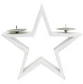 Floristik24 Drevená hviezda s 2x svietnikmi biela