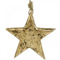 Floristik24 Hviezda na zavesenie, drevená dekorácia so zlatým efektom, adventná 14cm × 14cm