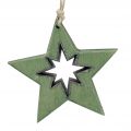 Floristik24 Drevená hviezda s motívmi zelená 11cm 6ks
