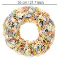 Veniec z umelých hortenzií, farebný, na dvere a stenu, 55 cm | Floristik24.sk