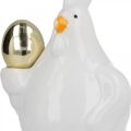 Floristik24 Ozdobné kuriatko so zlatým vajíčkom, veľkonočná figúrka porcelán, veľkonočná dekorácia sliepočka V12cm 2ks