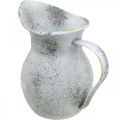 Floristik24 Ozdobný džbán kovový umývaný biely shabby chic V18,5 cm