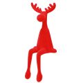 Vianočná dekorácia s motívom losa na okraji stoličky, 31 cm, červená, 3 ks | Floristik24.sk