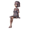Floristik24 Hranový sedák záhradná figúrka sediace dievča bronzová 52cm