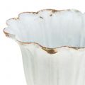 Floristik24 Rustikálny starožitný pohár biely Ø9,3cm V10,4cm