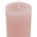 Floristik24 Stĺpové sviečky farbené na ružovo 50×100mm 4ks