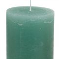 Floristik24 Stĺpové sviečky jednofarebné zelené 85×200mm 2ks