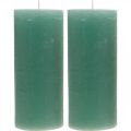 Floristik24 Stĺpové sviečky jednofarebné zelené 85×200mm 2ks