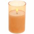 Floristik24 LED sviečka v skle pravý vosk oranžová Ø7,5cm V12,5cm