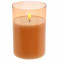 Floristik24 LED sviečka v skle z pravého vosku oranžová Ø10cm V15cm