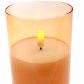 Floristik24 LED sviečka v skle pravý vosk oranžová Ø7,5cm V10cm