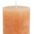 Floristik24 Jednofarebné sviečky Oranžové Peach stĺpové sviečky 70×100mm 4ks