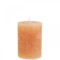 Floristik24 Jednofarebné sviečky Oranžové Peach stĺpové sviečky 70×100mm 4ks