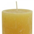 Floristik24 Stĺpové sviečky Rustikálne jednofarebné sviečky žlté 70/140mm 4ks