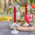 Floristik24 Sviečková dekorácia, jar, svietnik s kvetmi, kovová dekorácia na svadbu