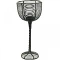 Floristik24 Stojan na čajovú sviečku čierny kovový ozdobný pohár na víno Ø10cm V26,5cm