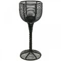 Floristik24 Stojan na čajovú sviečku kovový čierny dekoratívny pohár na víno Ø13cm V31,5cm