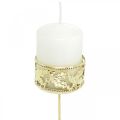 Floristik24 Svietnik na čajovú sviečku na nalepenie, adventná dekorácia, svietnik cezmína dekor zlatá Ø5,5cm 4ks