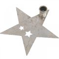 Floristik24 Kovová dekorácia hviezda, svietnik na vianočné striebro, starožitný vzhľad 20cm×19,5cm